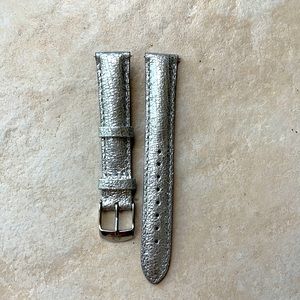 Michele 16mm silver leather band